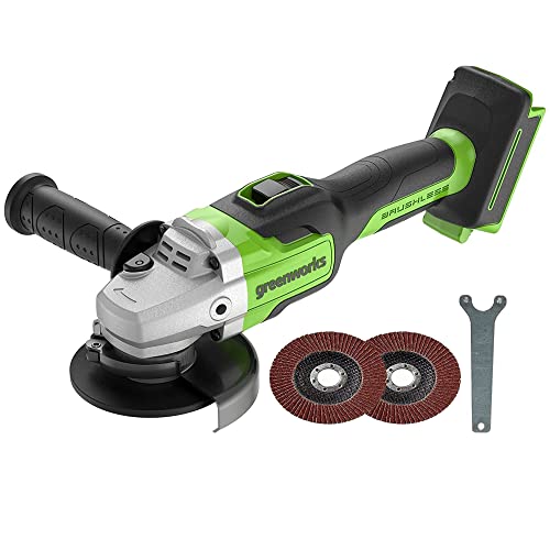 Greenworks Tools GD24AG Akku Winkelschleifer 125 mm Schneidemesser, 10500rpm, Links- oder Rechtshänder OHNE 24V Akku & Ladegerät, 3 Jahre Garantie von Greenworks Tools