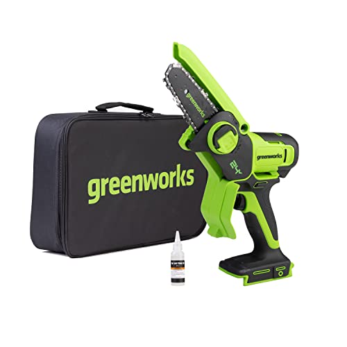 Greenworks 24V Mini-Kettensäge 4-Zoll (10 cm) kabellose Akku-Kettensäge ohne Akku und Ladegerät, 7,8 m/s Kettengeschwindigkeit Elektro-Kettensäge für Baumzweige, Gartenarbeiten, Hof und Haushalt. von Greenworks