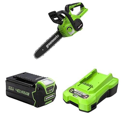 Bundle of Greenworks 30cm Akku Kettensäge, 4,2 m/s Kettengeschwindigkeit, 2,6 kg, Automatisches Öl-System+ 5Ah Lithium-Ionen Akku,3-Stufige LED Batterieanzeige+ 40V 2A Akku Ladegerät Bundle of Greenworks 30cm Akku Kettensäge, 4,2 m/s Kettengeschwindigkeit, 2,6 kg, Automatisches Öl-System+ 5Ah Lithium-Ionen Akku,3-Stufige LED Batterieanzeige+ 40V 2A Akku Ladegerät von Greenworks