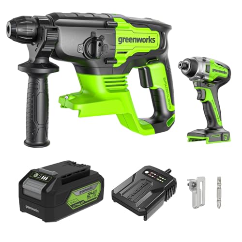 Greenworks 24V 2J Bohrhammer und 300Nm Schlagschrauber Combo, mit 4Ah Akku und Ladegerät Greenworks 24V 2J Bohrhammer und 300Nm Schlagschrauber Combo, mit 4Ah Akku und Ladegerät von Greenworks