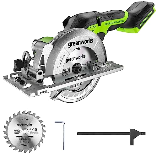 Greenworks 24V bürstenlose 4-1/2“ Kompakt kreissäge (6.500 U/min) Nur Werkzeug von Greenworks