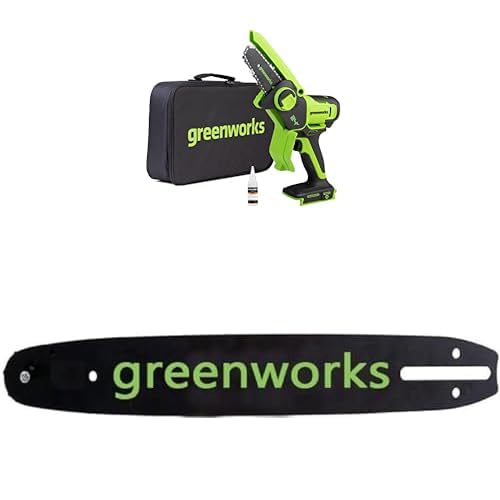 Greenworks 24V Mini-Kettensäge 4-Zoll (10 cm) kabellose Akku-Kettensäge ohne Akku und Ladegerät + Greenworks 10cm Kettenstange von Greenworks