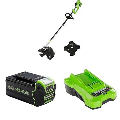 Greenworks 40V Akku-Bürstenmäher mit bürstenlosem Motor, Einstellbarer Höhe, 40cm Schnittbreite, 2mm Nylonschnur oder 25cm Klinge, 40V 5Ah Akku G40B5 & Ladegerät G40C Greenworks 40V Akku-Bürstenmäher mit bürstenlosem Motor, Einstellbarer Höhe, 40cm Schnittbreite, 2mm Nylonschnur oder 25cm Klinge, 40V 5Ah Akku G40B5 & Ladegerät G40C von Greenworks