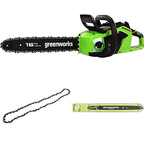 Greenworks Akku Kettensäge mit bürstenlosem Motor, OHNE 40V Akku & Ladegerät + Greenworks 40cm Sägekette + Greenworks 40cm Führungsschiene für Kettensäge Greenworks Akku Kettensäge mit bürstenlosem Motor, OHNE 40V Akku & Ladegerät + Greenworks 40cm Sägekette + Greenworks 40cm Führungsschiene für Kettensäge von Greenworks