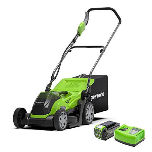 Greenworks Akku-Rasenmäher 40V 35cm Inkl. Akku 4Ah und Schnell Ladegerät, Bis 400m² Mulchen 40L 5-Stufige Schnitthöhenverstellung G40LM35K4 von Greenworks