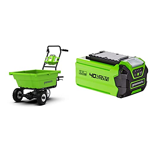 Greenworks Akku Schubkarre G40GC (Li-Ion 40V 4,2 km/h Fahrtgeschwindigkeit 2,4 km/h Geschwindigkeit) & 40B2 (Li-Ion 40V 2Ah Schnellladungssystem ohne Selbstentladung) von Greenworks