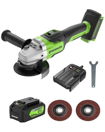Greenworks Akku Winkelschleifer 24V, Bürstenloser Akku-Winkelschleifer, Scheiben-Ø: 125mm, 10500 min-1, mit 4.0Ah Akku und ladegerät, 2x Schleifscheibe Greenworks Akku Winkelschleifer 24V, Bürstenloser Akku-Winkelschleifer, Scheiben-Ø: 125mm, 10500 min-1, mit 4.0Ah Akku und ladegerät, 2x Schleifscheibe von Greenworks