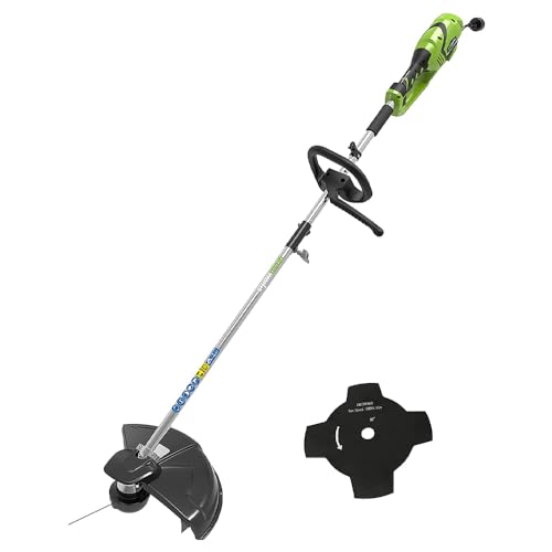 Greenworks Elektro-Rasentrimmer 230V 1200W 40cm Schnittbreite 2mm Faden/Messer, Verstellbarer Zusatzgriff, Ergonomisches Leichtgewicht GST1246 von Greenworks