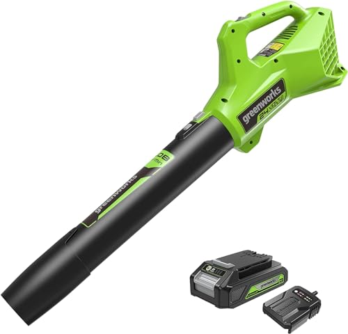 Greenworks G24ABIIK2 Axial Akku Laubbläser, 145 km/h, 9,08 m³/min 24V Akku & Ladegerät, 3 Jahre Garantie von Greenworks