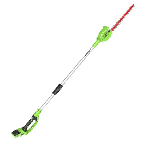 Greenworks G24PH51 Akku Stabheckenschere mit geteiltem Schaft, 51 cm Doppelklingen, schneidet bis zu 18 mm, 125-Grad-Schwenkkopf, 1500 Schnitte pro Minute OHNE 24 V Akku & Ladegerät, 3 Jahre Garantie von Greenworks