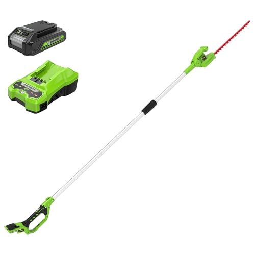 Greenworks G24PH51K2 Akku Stabheckenschere mit geteiltem Schaft, 51 cm Doppelklingen, schneidet bis zu 18 mm, 125-Grad-Schwenkkopf, 1500 Schnitte pro Minute, 24 V Akku und Ladegerät, 3 Jahre Garantie Greenworks G24PH51K2 Akku Stabheckenschere mit geteiltem Schaft, 51 cm Doppelklingen, schneidet bis zu 18 mm, 125-Grad-Schwenkkopf, 1500 Schnitte pro Minute, 24 V Akku und Ladegerät, 3 Jahre Garantie von Greenworks