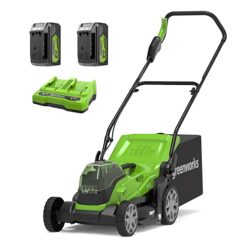 Greenworks 48V (2x24V) Kabelloser Akku Rasenmäher für Flächen bis zu 420 m², 36 cm Schnittbreite, 40-Liter-Sack PLUS zwei 2 x 24V 4Ah-Akkus & Doppelladegerät, 3 Jahre Garantie, G24X2LM36K4X von Greenworks