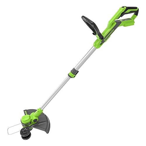 Greenworks 40V Akku Rasentrimmer & Kantenschneider mit Rad für klein-mittelgroße Gärten, 33m Schnittbreite, automatischer Vorschub 1,65mm Nylonfaden OHNE 40V Akku & Ladegerät, 3 Jahre Garantie G40LT33 von Greenworks