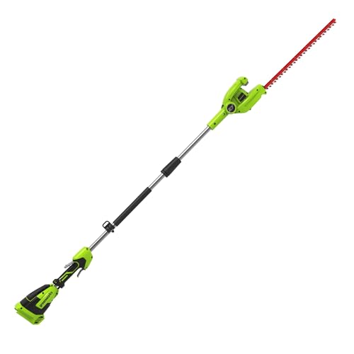 Greenworks G40PHA Akku Stabheckenschere mit geteiltem Schaft, 51 cm Doppelklingen, schneidet bis zu 18 mm dicke Äste, 125-Grad-Schwenkkopf, 3000 s/min OHNE 40 V Akku und Ladegerät, 3 Jahre Garantie von Greenworks