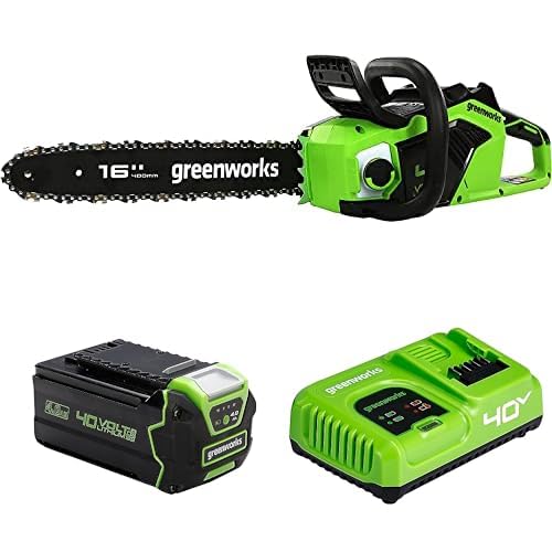 Greenworks GD40CS18K2X Akku Kettensäge mit bürstenlosem Motor, 40 cm Blattlänge, 20 m/s Kettengeschwindigkeit, 3,81 kg, automatischer Kettenschmierung, Rückschlagschutz, zwei 40V 4Ah Akkus & Ladegerät Greenworks GD40CS18K2X Akku Kettensäge mit bürstenlosem Motor, 40 cm Blattlänge, 20 m/s Kettengeschwindigkeit, 3,81 kg, automatischer Kettenschmierung, Rückschlagschutz, zwei 40V 4Ah Akkus & Ladegerät von Greenworks