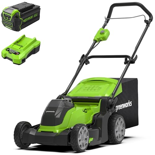 Kabelloser 40V Akku Rasenmäher Greenworks, 41 cm Schnittbreite G40LM41, 3 Jahre Garantie + 40V Akku & Universal Ladegerät Kit - GSK40B4 von Greenworks
