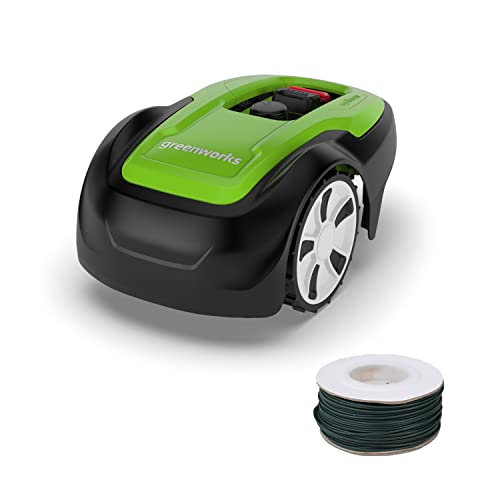 Greenworks Optimow M Rasenmäherroboter für Rasenflächen bis 500 m2 , Bluetooth-Appgesteuert, Diebstahlschutz, 3 Jahre Garantie + Greenworks Begrenzungskabel für Mähroboter 100 Meter von Greenworks