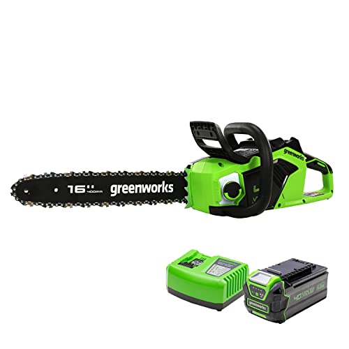 Greenworks Tools Akku-Kettensäge GD40CS18 +Li-Ion 40V 4Ah wiederaufladbarer leistungsstarker Akku+passend für alle Geräte und Akkus der 40V Greenworks Tools Serie von Greenworks