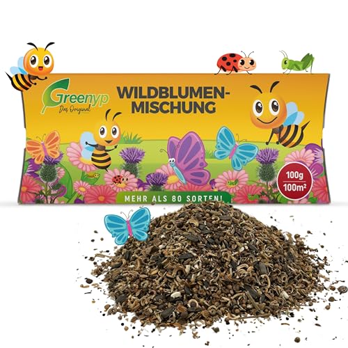 Greenyp Wildblumenmischung I für bis zu 100m² I 100g I Wildblumensamen - insektenfreundliche Blumenmischung für Bienen I Saatgut für eine bunte Wilde Weide I Blumensamen Mischung ein- und mehrjährig Greenyp Wildblumenmischung I für bis zu 100m² I 100g I Wildblumensamen - insektenfreundliche Blumenmischung für Bienen I Saatgut für eine bunte Wilde Weide I Blumensamen Mischung ein- und mehrjährig von Greenyp Das Original
