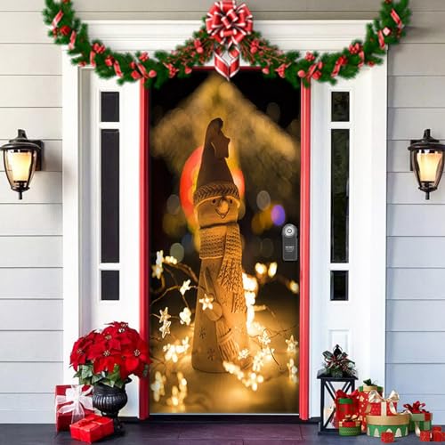 Greenyre Weihnachten Tür Abdeckung Dekoration,91cm x 203cmWeihnachtsmann Tür Decke Weihnachten Tür Hängen Banner Hintergrund, Weihnachtsbanner für Haus Haustür Veranda Weihnachten Deko von Greenyre