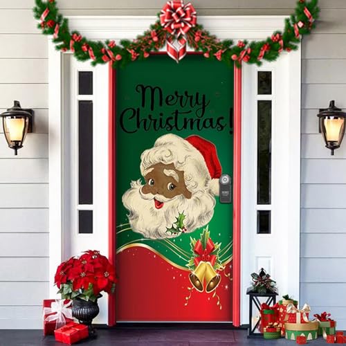 Greenyre Weihnachten Tür Abdeckung Dekoration,91cm x 203cmWeihnachtsmann Tür Decke Weihnachten Tür Hängen Banner Hintergrund, Weihnachtsbanner für Haus Haustür Veranda Weihnachten Deko von Greenyre