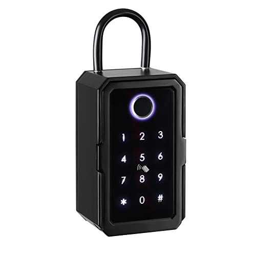 Greethga Schlüsseltresor mit Fingerabdruck, Schwarz, Schlüsselschrank mit Code, Nummernschloss, Bluetooth, für Haus/Garage/Büro von Greethga
