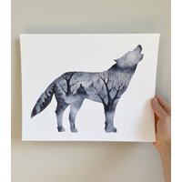 Wolf Print, Natur Wand Kunst, Aquarell Illustration von GregoryKadeWhite