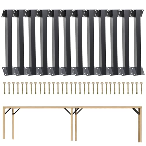Grehitk 12-teiliges 45-Grad-Winkel-Stützwinkel, Pergola-Set, robustes Verbindungsstück-Set für Pergolen für Pavillons, Terrasse, Pergolen, Blockhütte, erhöhtes Holzständer-Set von Grehitk