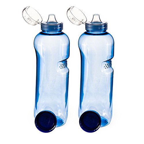 Greiner 2 x 0,75 L Trinkflasche aus Tritan mit 2 x Trinkdeckel Flip Top (Sportdeckel) von Greiner