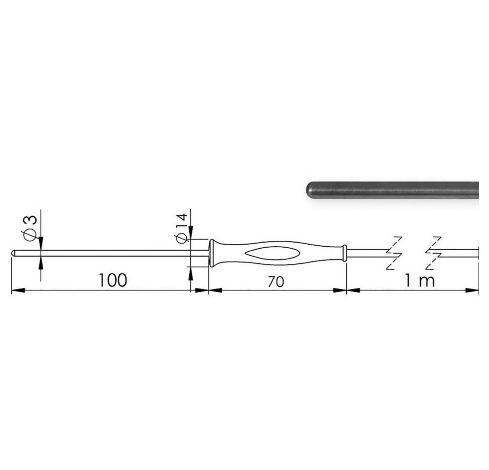 Greisinger Thermodetektor Greisinger GF 1T-T3-AA-BNC Tauchfühler -70 bis +250 °C Fühler-Typ Pt von Greisinger