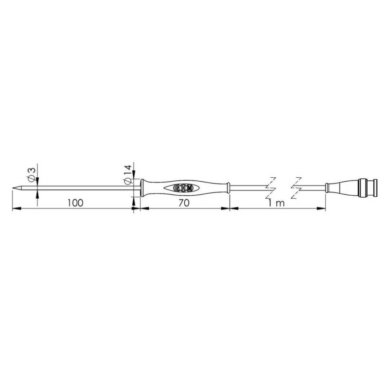 Greisinger Thermodetektor Greisinger GF1T-E3-AA-BNC Einstechfühler -70 bis +250 °C Fühler-Typ von Greisinger