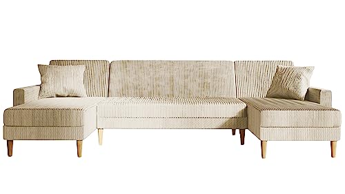 GrekPol Ecksofa Lila U Poso Sofa Couch mit Schlaffunktion (Poso 100 Beige) von GrekPol