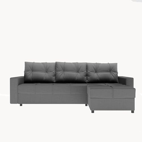 Grekpol- Ecksofa mit Schlaffunktion Couchgarnitur Eckcouch Sofa Sofagarnitur Bettsofa L-Form Couch Schlafsofa - FARO (Dunkelgrau (Lars 97), Universal) von Grekpol