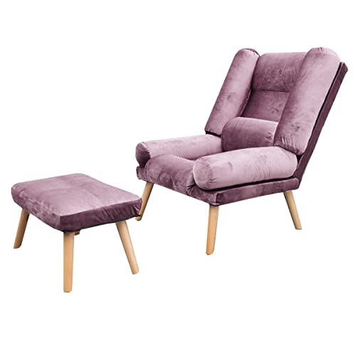 Grekpol Ohrensessel LILA - Sessel mit Hocker - Relaxsessel mit 5-Stufen-Verstellung - Sessel für Wohnzimmer - Lange Fernseh- und Leseabende. Abschalten und genießen! (Amore Velvet 4308 Samt Lavendel) von Grekpol