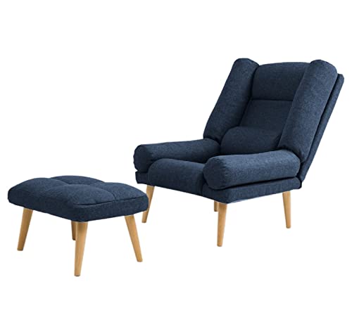 Grekpol Ohrensessel LILA - Sessel mit Hocker - Relaxsessel mit 5-Stufen-Verstellung - Sessel für Wohnzimmer - Lange Fernseh- und Leseabende. Abschalten und genießen! (Falcone Cobalt) von Grekpol
