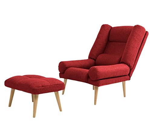 Grekpol Ohrensessel LILA - Sessel mit Hocker - Relaxsessel mit 5-Stufen-Verstellung - Sessel für Wohnzimmer - Lange Fernseh- und Leseabende. Abschalten und genießen! (Falcone Rot) von Grekpol