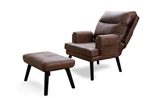 Grekpol-Sessel, moderner Sessel für Wohnzimmer, Schlafzimmer mit 5-Stufen-Verstellung, skandinavischer Stil-NEMO (Vintage Braun Cortes 41) von Grekpol