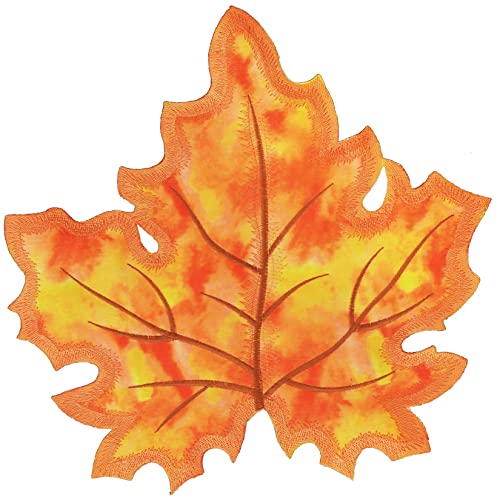 Grelucgo 4 Stück bestickte Blätter Tischsets für Herbst, Herbst oder Erntedankfest, doppelte Dicke (Orange) von Grelucgo