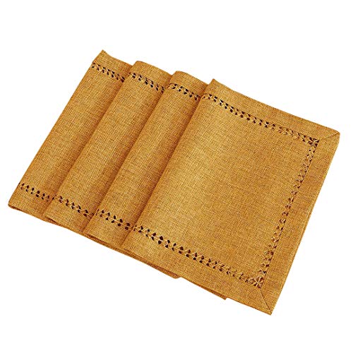Grelucgo Set mit 4 handgefertigten Tischsets aus massivem Senfgold, Doppelsaum, rechteckig, 30,5 x 45,7 cm von Grelucgo