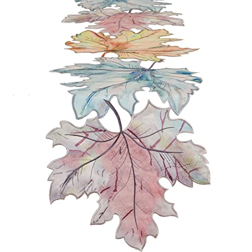 Grelucgo Tischläufer mit Ahornblättern, Herbstblau, 33 x 172,7 cm von Grelucgo