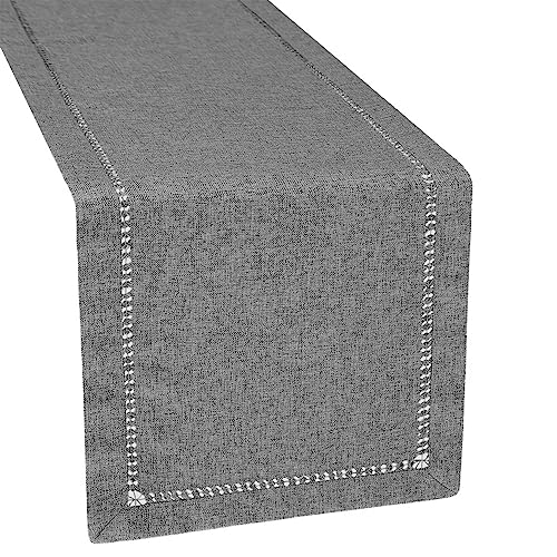 Grelucgo Tischläufer mit Doppelsaum, rustikal, dunkelgrau, 35,6 x 121,9 cm von Grelucgo