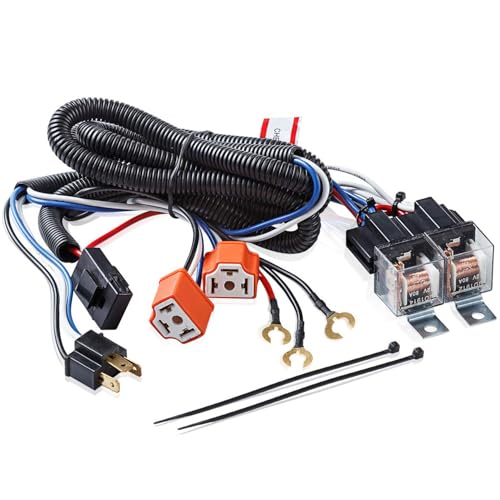 Greluma 1 Set 12V H4 Scheinwerfer Relais Kabelbaum Kit für 7x6 5x7 H6054 Scheinwerfer, Wärmekeramik Kabelbaum von Greluma