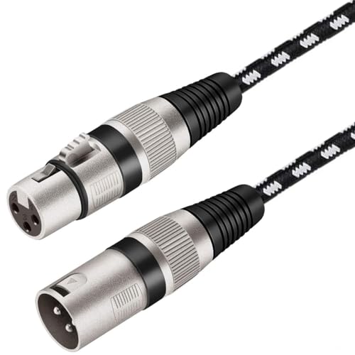 Greluma 1 Stück 2 m langes 3-poliges XLR-Mikrofonkabel (männlich auf weiblich), geflochtenes Nylon-Mikrofonkabel (XLR-männlich auf weiblich), sauerstofffreies Kupfer (OFC) für Audio- und Tongeräte von Greluma