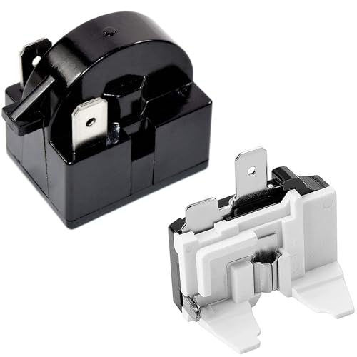 Greluma 1 Stück 2-poliges 15-Ohm-Starterrelais, 1-poliges Kühlschrank-Starterrelais und 1/6 HP 125 W Kühlschrank-Überlastschutz, kompatibel mit Kühlschrankkompressor von Greluma