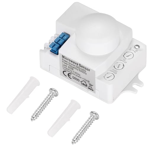 Greluma 1 Stück 360 Grad Mikrowellensensor, AC 220 V-240 V hochempfindlicher Mikrowellendetektorschalter, Mikrowellensensor-Körperbewegungsdetektor von Greluma