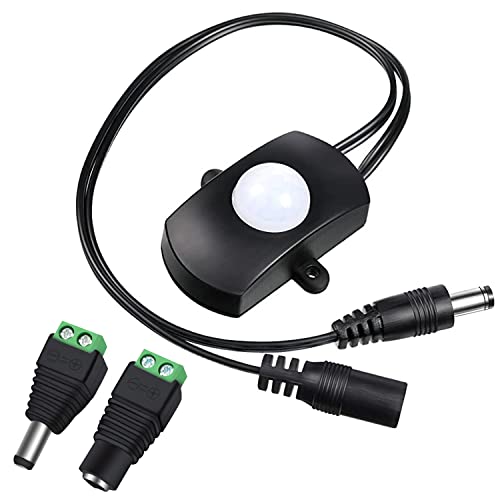 Greluma 1 Stück Mini-PIR-Bewegungssensor Schalter, DC 5-24V 2A Anwesenheitssensorschalter für LED-Streifenlicht von Greluma