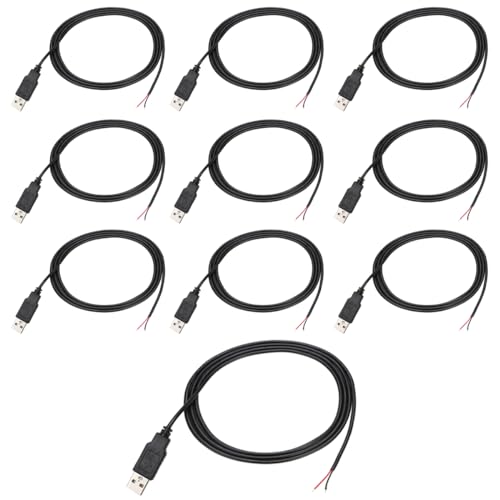 Greluma 1 Meter USB-Stecker-Pigtail, 22 AWG 2-Adriges Kabel, 2-Poliger Blanker Draht Mit Offenem Ende, 12 V 3 A Stromkabel, Schwarz Greluma 1 Meter USB-Stecker-Pigtail, 22 AWG 2-Adriges Kabel, 2-Poliger Blanker Draht Mit Offenem Ende, 12 V 3 A Stromkabel, Schwarz von Greluma