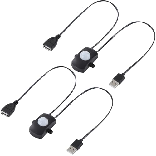Greluma 2 STK DC 5-24V 2A Mini PIR Bewegungsmelderschalter, Belegungsmelderschalter für DIY LED Beleuchtung, PIR Infrarot Bewegungsmelder Detektor, automatischer Schalter mit USB Anschluss von Greluma