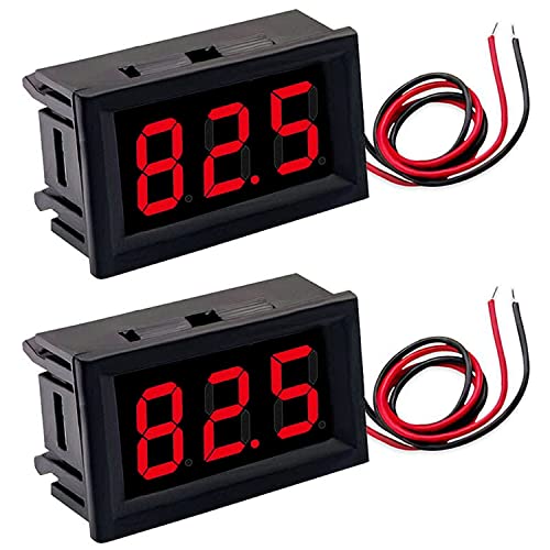 Greluma 2 STK DC 5V-120V Digitale Spannungsanzeige, 0,56" 2-Draht-LED-Voltmeter-Anzeige, Spannungsprüfer, Spannungsmesser (rot) von Greluma