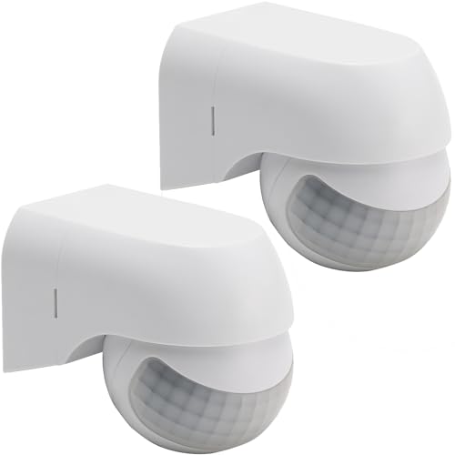 Greluma 2 STK IP44 drinnen draußen wasserdicht PIR Infrarot bewegungssensor, erfassungsbereich bis zu 12 m bei 180°, Weißes Gehäuse Greluma 2 STK IP44 drinnen draußen wasserdicht PIR Infrarot bewegungssensor, erfassungsbereich bis zu 12 m bei 180°, Weißes Gehäuse von Greluma